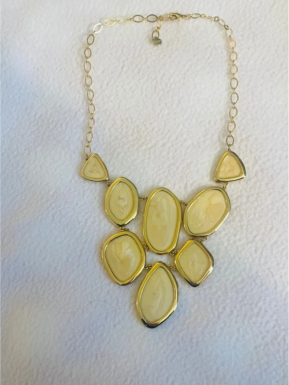 Stella & Dot Gold Tone Statement Necklace with Cream Resin Stones